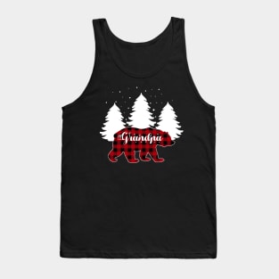 Buffalo Red Plaid Grandpa Bear Matching Family Christmas Tank Top